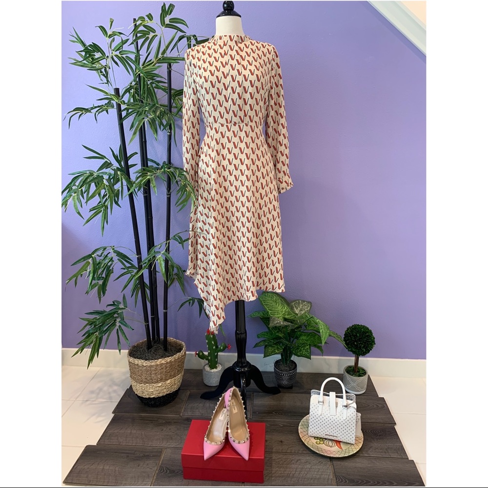 Asymmetrical Hem Printed Midi Dress